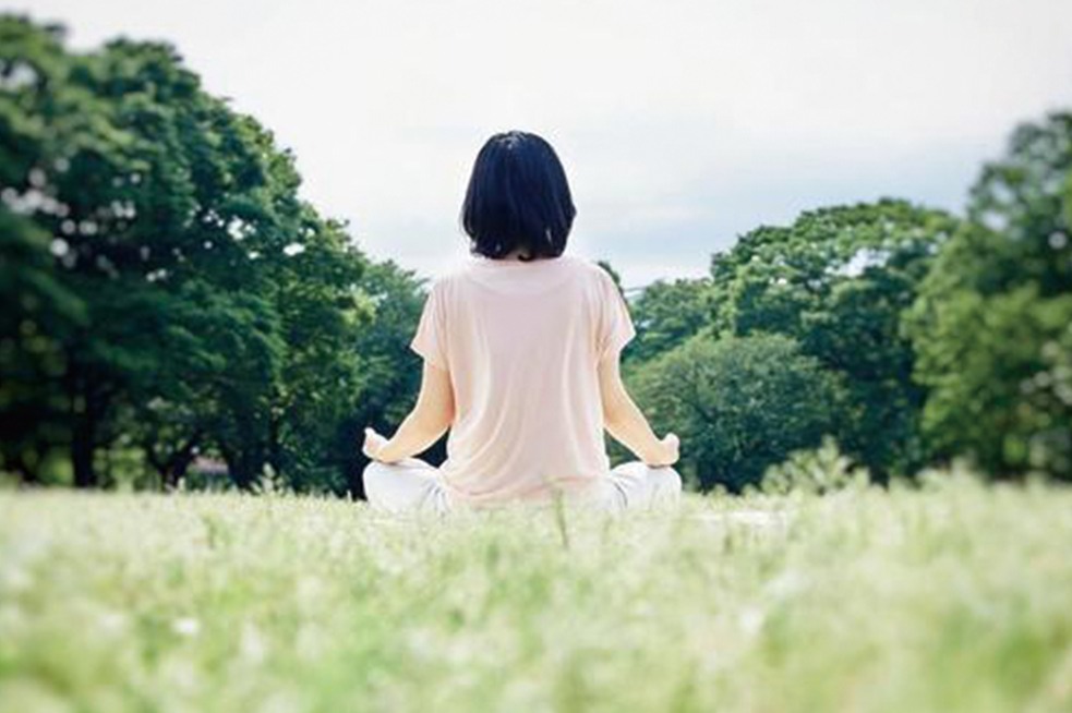 Yoga and meditation on the lawn